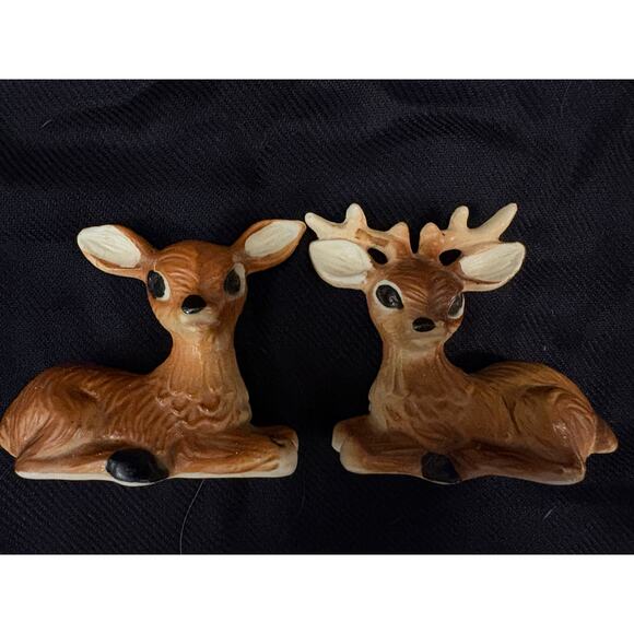 Nanco Deer Pair of Salt & Pepper Shakers Made in Japan Kitschy Grandmacore Fairy - Picture 10 of 10